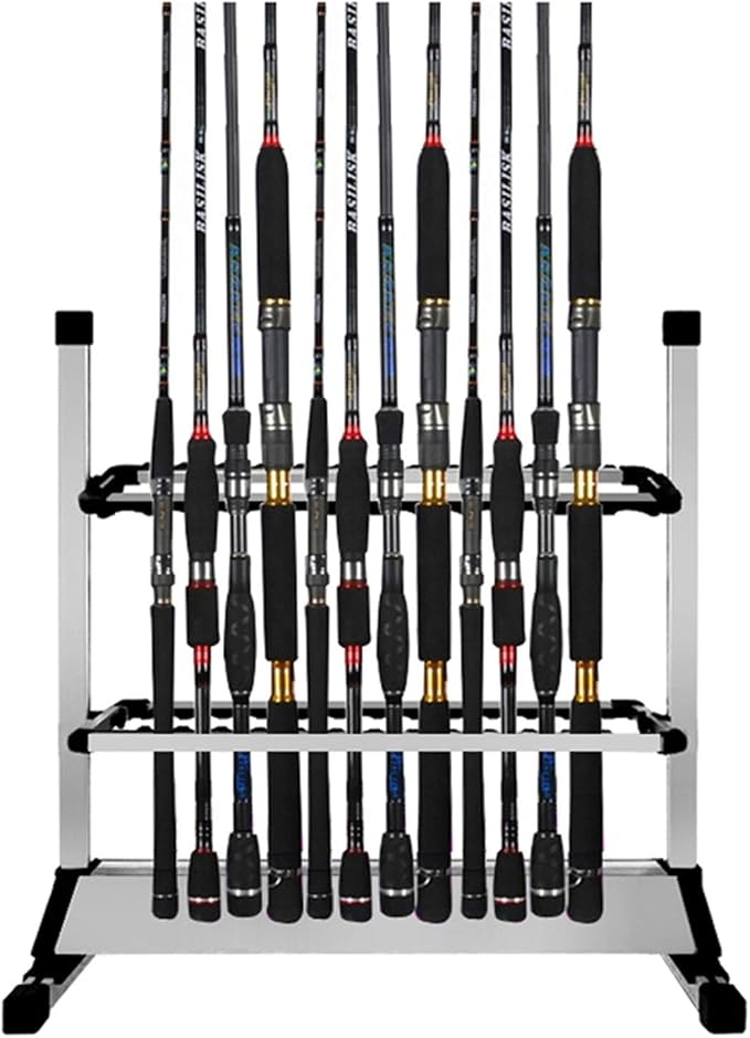 Fishing Rod Rack - Aluminum Alloy Rod Holder, Holds Up to 24 Rods, Fishing Pole Storage Organizer for Garage or Home