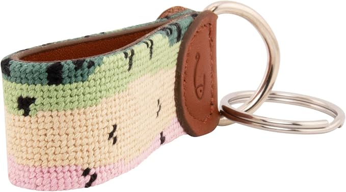 Leather Hand-Stitched Needlepoint Key Fob or Key Chain