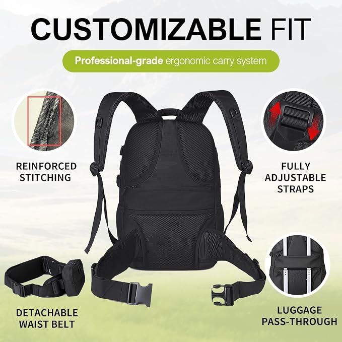 Fishing Backpack with Rod Holder Lightweight Water Resistant Tackle Backpack for Freshwater or Saltwater Large Storage High-Performance Fishing Bag