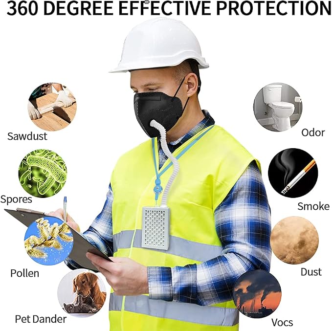 Electric Wearable Air Purifier Maskes,Air Supply,With HEPA Filter,for Dust Work,Painting, Machine Polishing, Welding