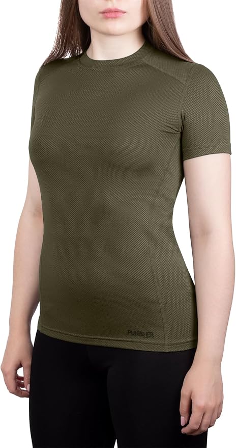 Womens Military Moisture Wicking Base Layer T-Shirt - Tactical Training Army Professional - Polartec Delta - Odor Resist