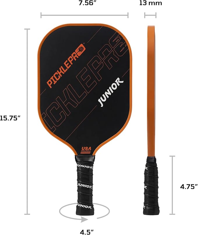 PicklePro Pickleball Paddles with Cover – Lightweight Fiberglass Pickleball Paddle for Kids, Youth & Beginners, Cushioned Grip, 13mm Honeycomb Core, Indoor & Outdoor Racket, USAP Approved