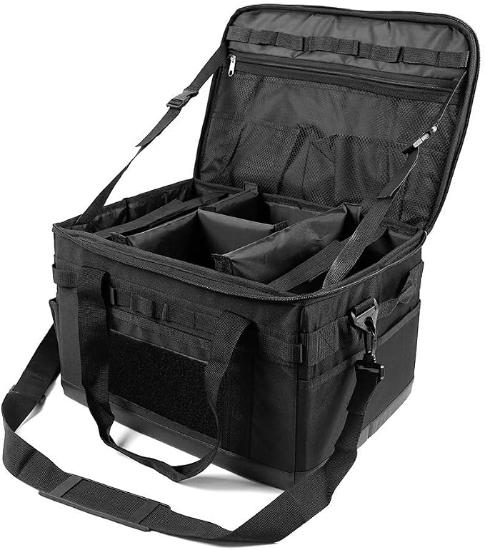 Backpack with Cookware Organizer – Durable Oxford Cloth, Adjustable Shoulder Strap for Camping, Travel, and BBQ, Foldable with Mesh Pockets(Black)