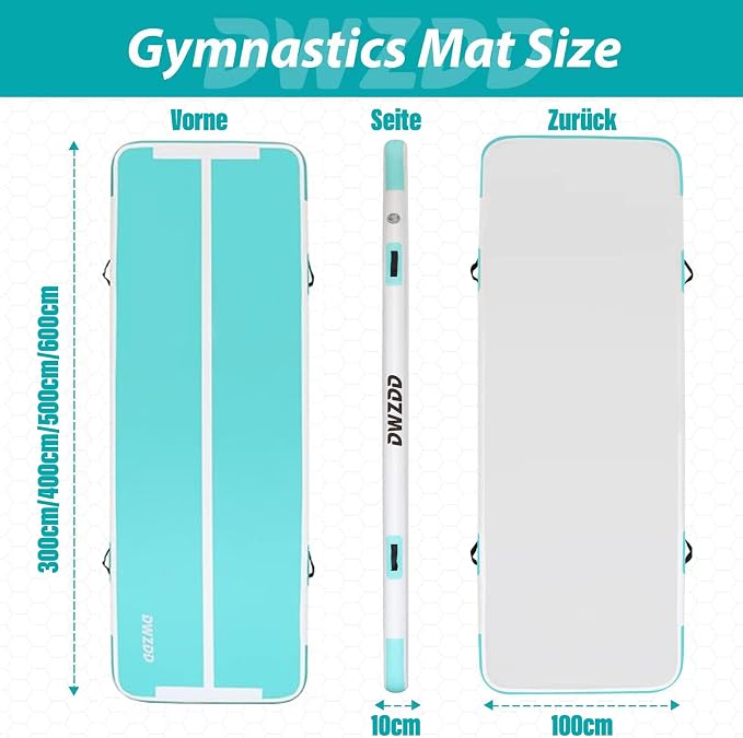 Dwzdd Gymnastics Air Mat 10ft/13ft/16ft/20ft Tumbling Mat Inflatable Gymnastics Tumble Track for Home/Gym/Training/Cheerleading/Water with Electric Pump
