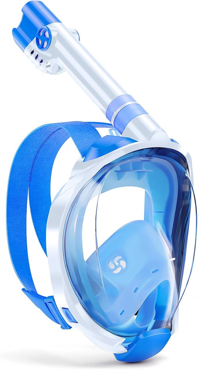 WSTOO Kids Full Face Snorkel Masks,Suitable for Beginners Dry Top Snorkeling Gear,Can Your Mouth or Nose to Breathe,180 Degrees Panoramic View,Anti-Fog Anti-Leak,Summer Travel and Vacationing Gifts