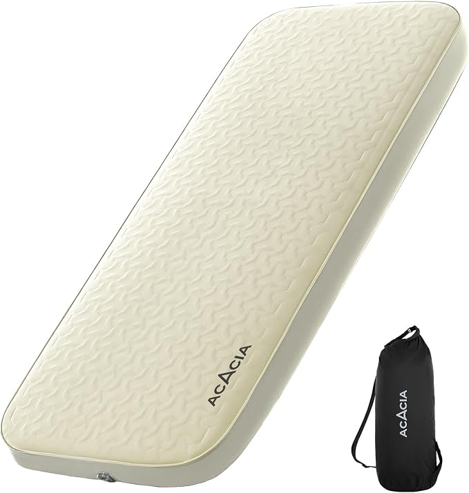 Acacia 4" Thick Self Inflating Sleeping Pad with Foam, Innovative Y-Shaped Telescopic Structure, Ultraportable Camping Air Mattress with Pump Sack, Easy Roll Up Sleep Bed for Travel Tent Car
