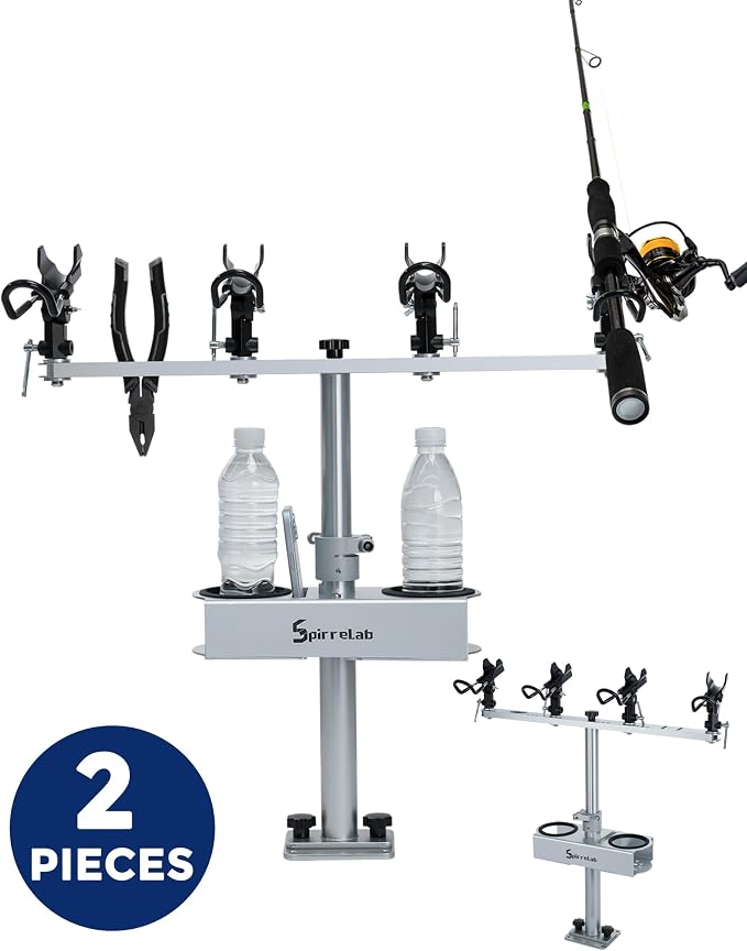 Spider Fishing Rod Holders for Boat, Aluminum Crappie Fishing Pole Mount, Adjustable Height & Angle, Boat Rod Rack for Spider Rigging