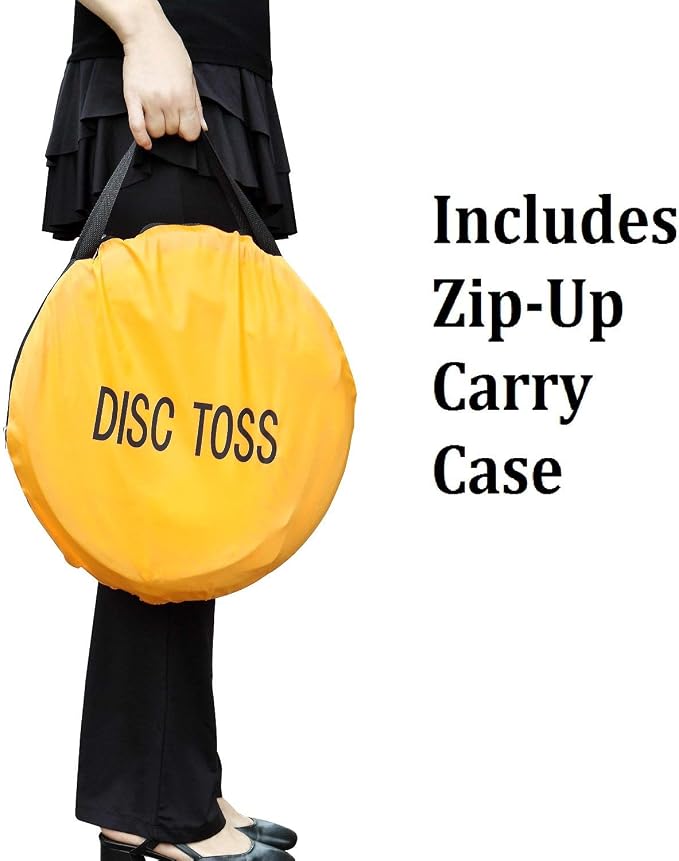 Win SPORTS Folding Disc Toss Game Set - Flying Disc Toss Dunk Game Set - Includes 2 Disc Targets with Bean Bag & 2 Flying Discs & Carrying Case - Great for Backyard,BBQs,Tailgating