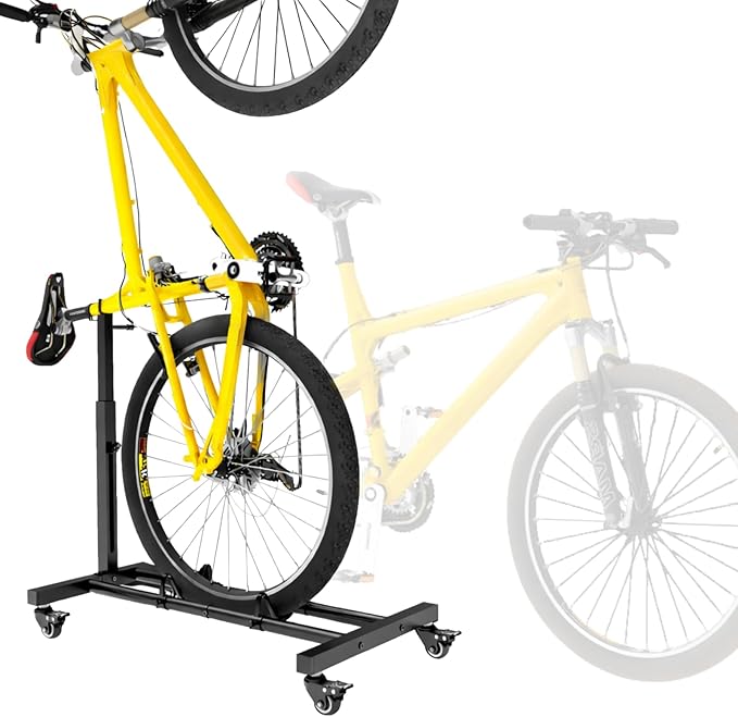 Vertical Bike Stand, Freestanding Bike Rack Garage Storage with Adjustable Height for Wheels up to 29", Space-Saving Indoor Bicycle Stand for Garage & Apartment, Upright Bike Holder for MTB Road Bike