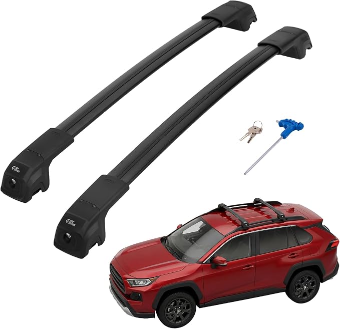 JOYTUTUS 300lbs Lockable Roof Rack Cross Bars Compatible with Toyota RAV4 Adventure/TRD Off-Road 2019-2025, Heavy Duty Aluminum Anti-Theft Roof Rails Crossbars Luggage Racks