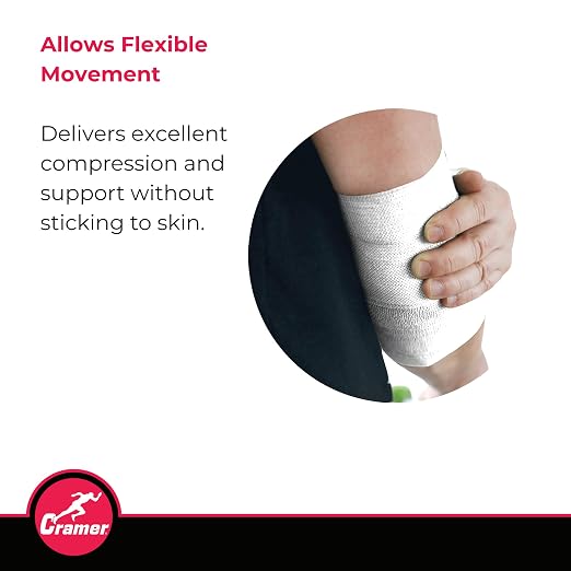 Cramer Eco-Flex Self-Stick Stretch Tape, White, 2" x 6 yds, Cohesive Athletic Bandage, Athletic Trainer Flexible Sports Underwrap, Easy Tear Vet Wrap for Pets, Self Adhesive Bandage Roll, 24 Rolls