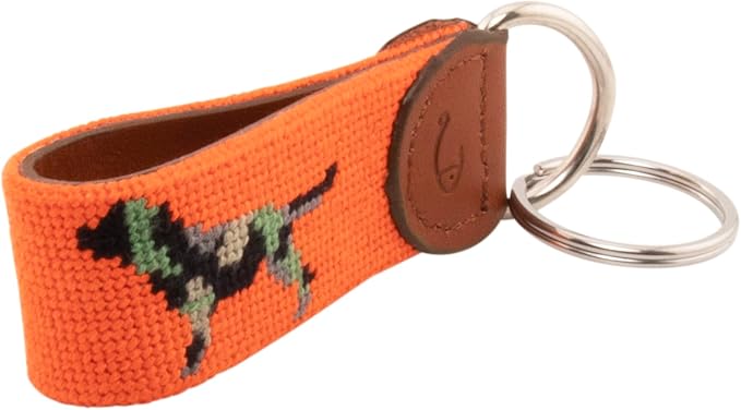 Leather Hand-Stitched Needlepoint Key Fob or Key Chain