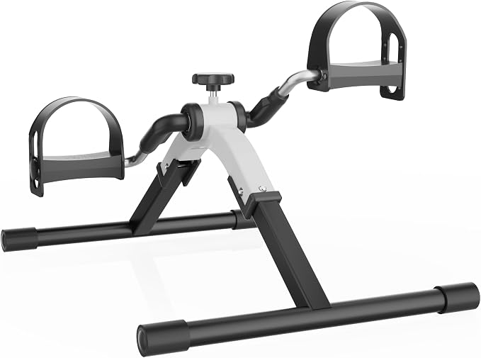 Folding Pedal Exerciser Mini Exercise Bike Under Desk Bike for Arms and Legs Workout, Portable Desk Bike Peddler Machine for Sedentary Officer & Seniors