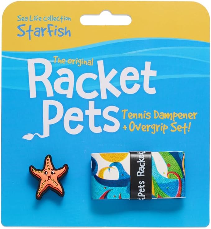 Racket Pets Kids Tennis Racket Dampener & Matching Overgrip Tape, Performance Shock Absorbing Dampener for Tennis Racket & Fun Animal Print Tennis Wrap Grip Tape