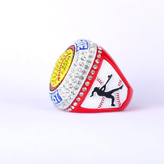12 pcs Pack League Champions Finalist Softball Championship Awards Trophy Ring Softball Team Awards Softball Players Awards Size 9.5