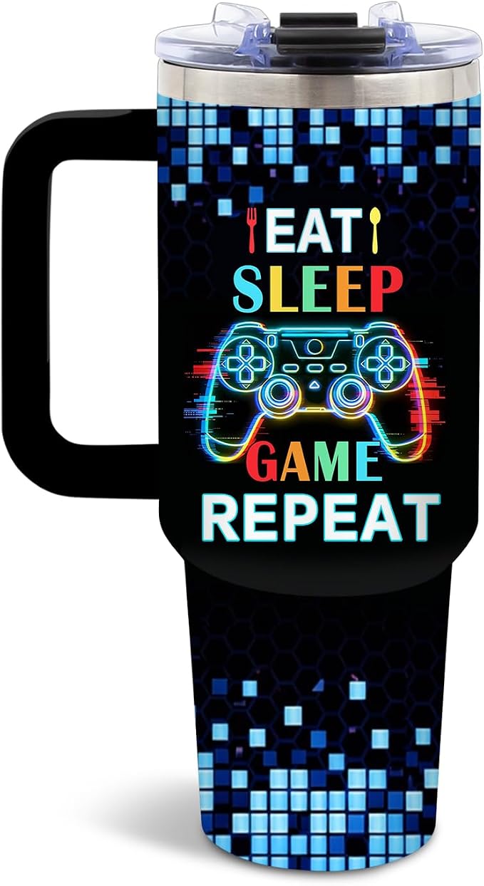 DUUV Gamer Gifts for Gamers Men Teen Boys, Gaming Gifts for Him Teen Son Adults, Gaming 40 Oz Tumbler with Game Controller, Birthday Game Room Decor, Cool Insulated Cup for Christmas Thanksgiving