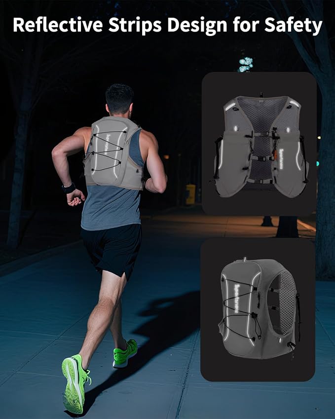 Sportsnew Running Vest for Women Men, Lightweight 10L Hydration Backpack with Waterproof Phone Pocket, Hydration Pack with Water Bladder for Hiking Trail