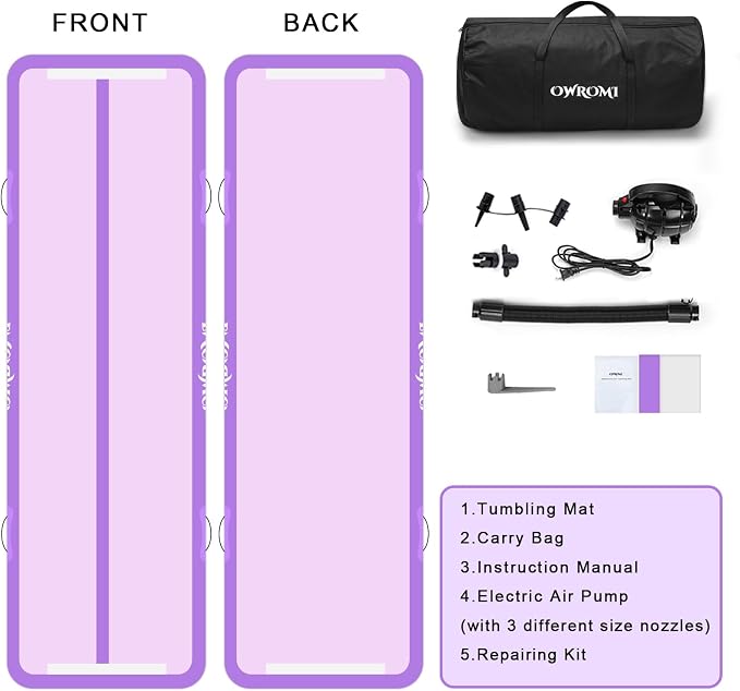 Inflatable Air Gymnastics Mats for Tumbling, 10ft/13ft/16ft/20ft Tumble Track Tumbling Mats for Kids, 4/8 Inches Thick Training Mat with Electric Pump Gymnastics Equipment for Kids Mat