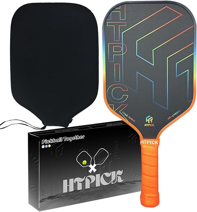 Pickleball Paddles, Carbon Fiber Pickleball Paddle High Grit & Spin with PP Honeycomb Core 16mm Thickness and Thermoformed Elongated Shape, Increased Power for Ultimate Spin & Consistency