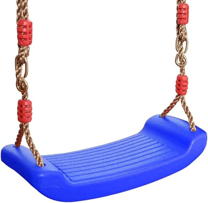 Plastic Swing Seat, Heavy Duty Tree Swing Set Non Slip Playground Swing Set Accessories Replacement with Adjustable Rope for Kids Outdoor Play Playground Backyard (Blue)