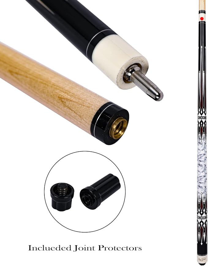 Pool Cue Stick with Hard Case Hardwood Canadian Maple Professional Billiard Pool Stick 58" 2-Pieces 19/20oz Pool Stick Set