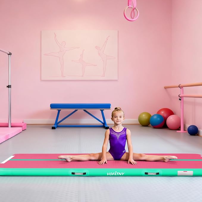 VOFiTNY All Purpose Gymnastics Mat 6.6/10/13/16/20 ft Sturdy Inflatable Tumble Track for Home/Gym