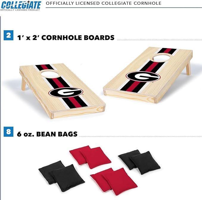 Wild Sports College Portable Size 1' x 2' Solid Wood Cornhole Set with Direct Print HD Team Graphics – Travel Size