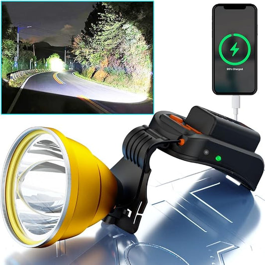 Headlamps for Adults Rechargeable LED Hunting Headlamp Super Bright Head Lamps, Charge for Phones, for Power Outages, Hurricane, Fishing, Emergency Searching, Exploring
