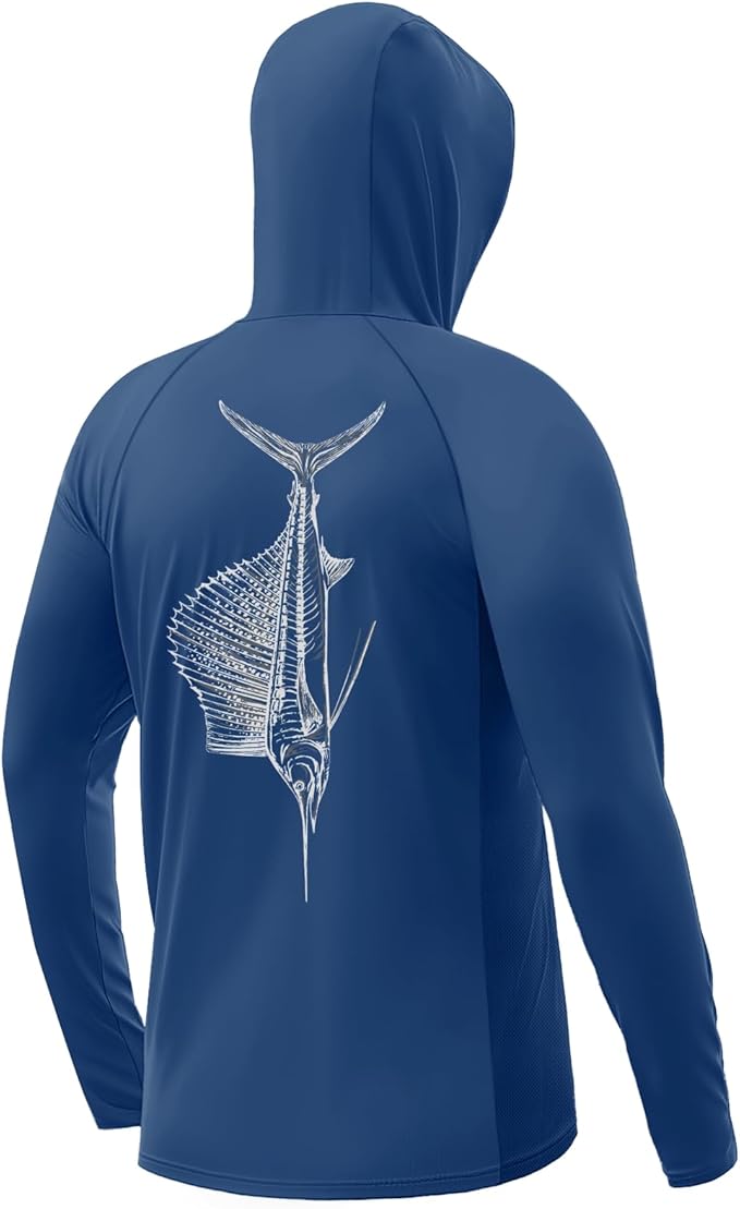 Palmyth Fishing Hoodie for Men Long Sleeve Sun Protection UV UPF 50+ Shirts | Hidden Zipper Pocket, Thumb Loops, Quick-Dry, Side Mesh Panels, Lens Cleaning Cloth, 4-Way Stretch