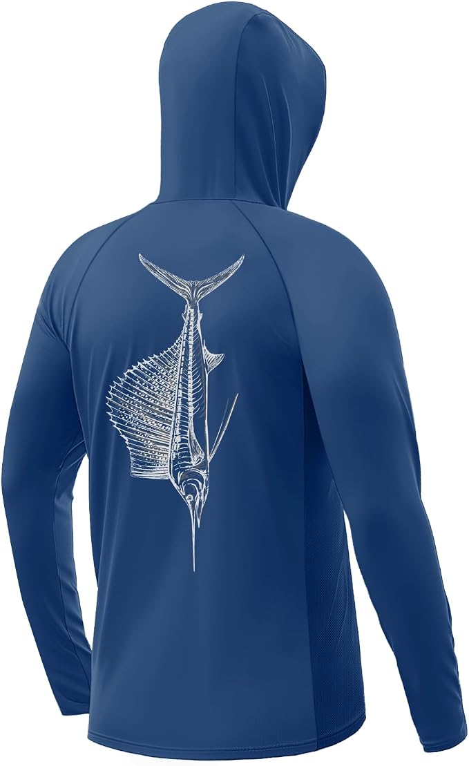 Palmyth Fishing Hoodie for Men Long Sleeve Sun Protection UV UPF 50+ Shirts | Hidden Zipper Pocket, Thumb Loops, Quick-Dry, Side Mesh Panels, Lens Cleaning Cloth, 4-Way Stretch