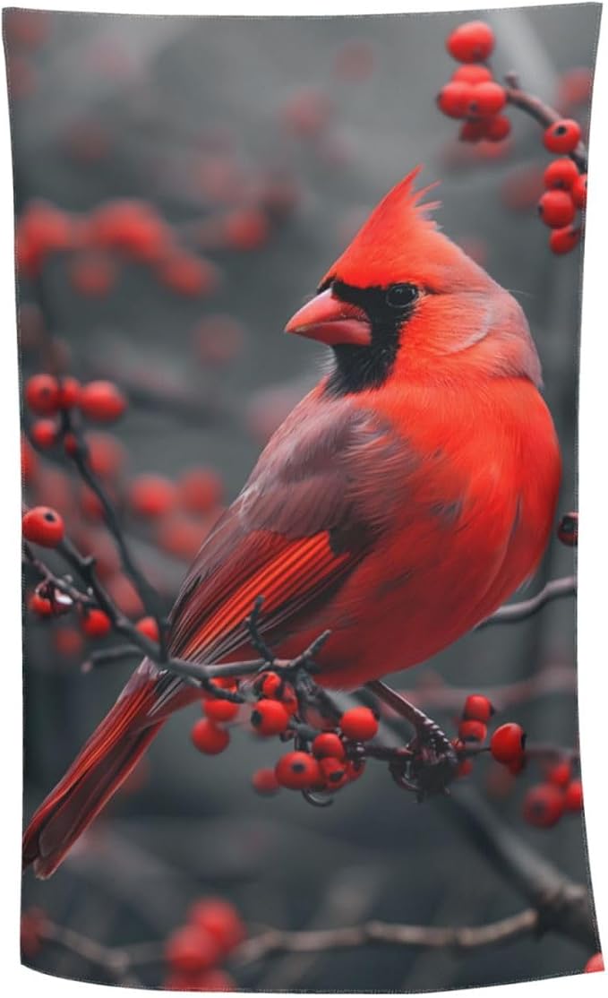 Cute Bird Beach Towel,32x52in,Quick-Dry Sand-Free Bath Towels,Microfiber Lightweight for Travel Pool Yoga Beach Outdoor Activities Decor Accessories Gifts (Red Cardinal)