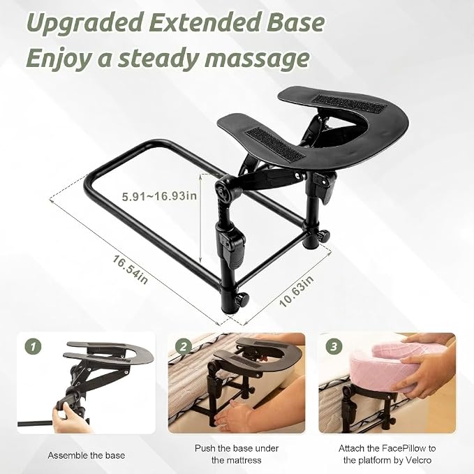 Massage Headrest for Bed, Adjustable Massage Face Cradle at Home, Portable Massage Table Kit for Sleeping Mattress, Face Down Pillow After Eye Surgery (Pink, with Armrest Shelf & Breast Pillow)