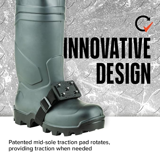 K1 Mid-Sole Ice Cleats for Men & Women - Rotatable Traction Aids For Winter Snow - High Profile - Black
