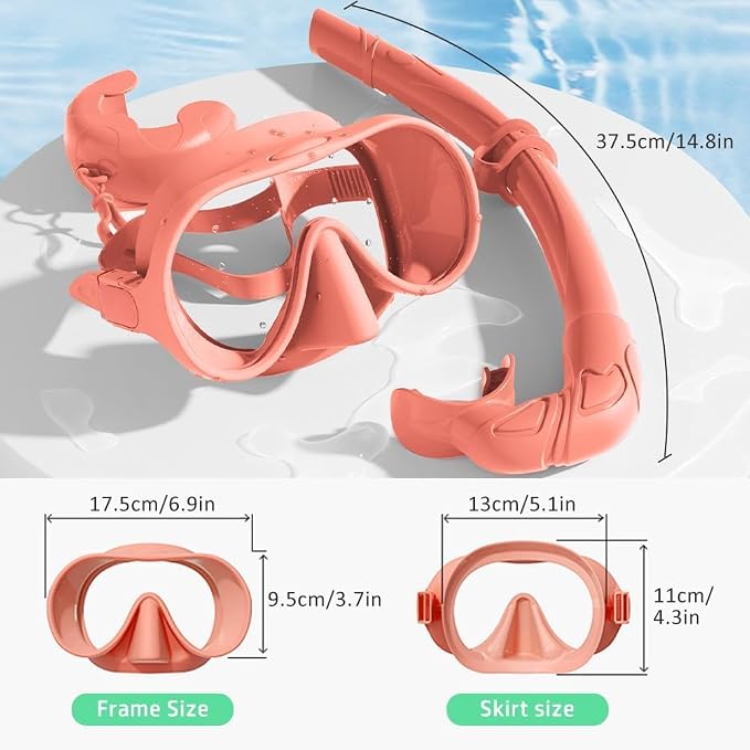 2 Sets Snorkeling Gear for Adults, Snorkel Set Adult Panoramic View, Anti-Leak Anti-Fog Scuba Diving Mask with Mesh Bag, for Portable Professional Diving Snorkeling Set