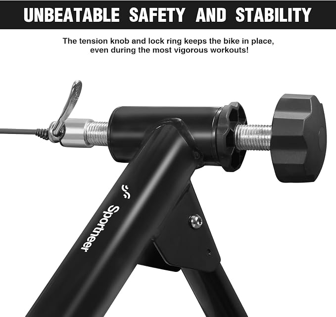 Sportneer Bike Trainer - Fluid Stationary Bike Stand for 26-29" & 700C Wheels - Auto Resistance Control Bike Trainer Stand for Indoor Riding with Noise Reduction Wheel for Road Bikes