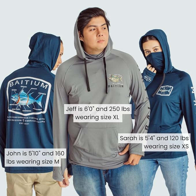 Fishing Shirts for Men,UPF50 Hooded Long Sleeve with Gaiter, Sun Protection Dry Fit Apparel, Face Mask, Fishing Clothes