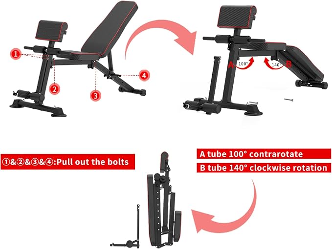 Z ZHICHI Adjustable Weight Bench multi-function Workout Bench for Home Gym,Foldable Incline Decline Benches for Full Body Workout 660LBS