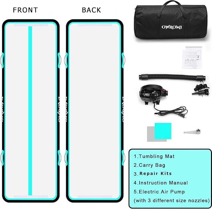 Inflatable Air Gymnastics Mats for Tumbling, 10ft/13ft/16ft/20ft Tumble Track Tumbling Mats for Kids, 4/8 Inches Thick Training Mat with Electric Pump Gymnastics Equipment for Kids Mat