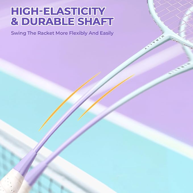 HIRALIY Badminton Rackets Set for Backyards, Badminton Set, Includ 2/4 Rackets, 6/12 Birdies, 1 Carrying Bag, Outdoor Game for Adult Family Beginner