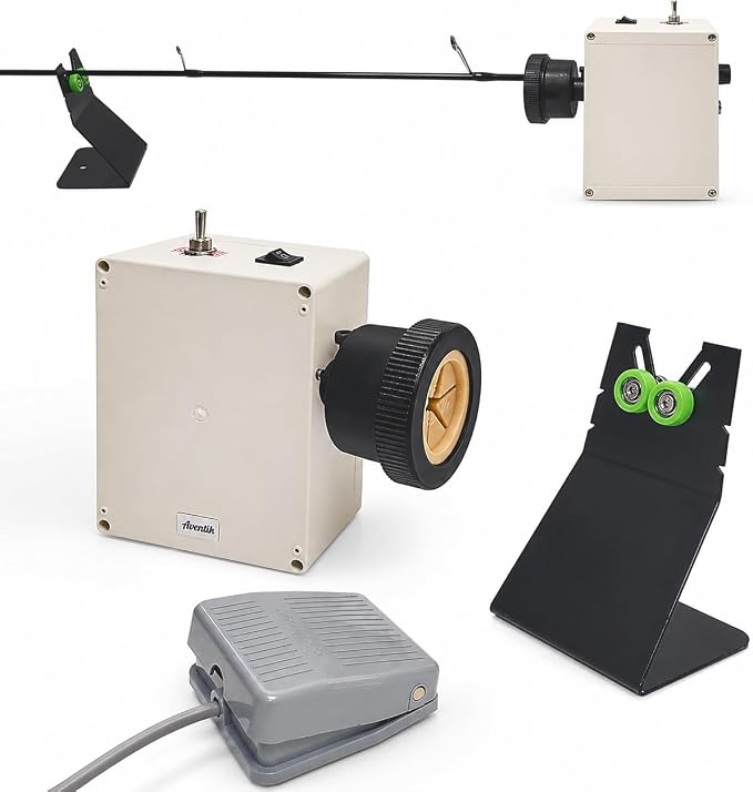 Aventik Fishing Rod Wrapping Machine for Rod Building & Epoxy Drying, Rod Dryer Fishing Rod Building Kit Fishing Rod Repair Kit