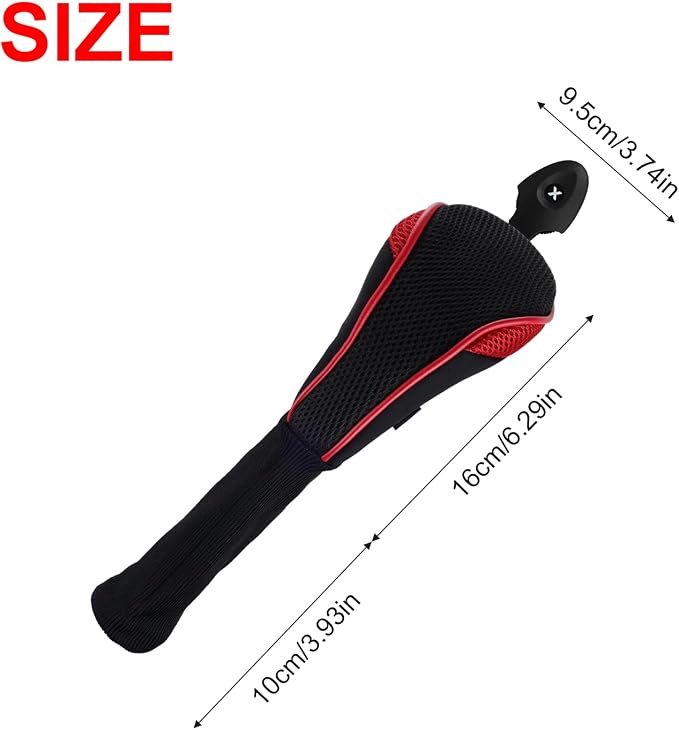 Andux 2 Pack Long Neck Golf Hybrid Club Head Covers Dial No. Tag CTMT-01 | Mesh Breathable material | all the Same Size | Coloured Piping | Pull-On Closure