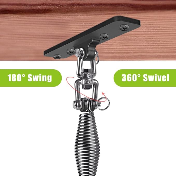 Dolibest Hanging Kits Hammock Chair Hardware, Heavy Duty Swing Hanger with Spring (6MM) for Indoor Outdoor Playground Hanging Chair Hammock Chair Punching Bags, 4 Screws, 4 Expansion Screws