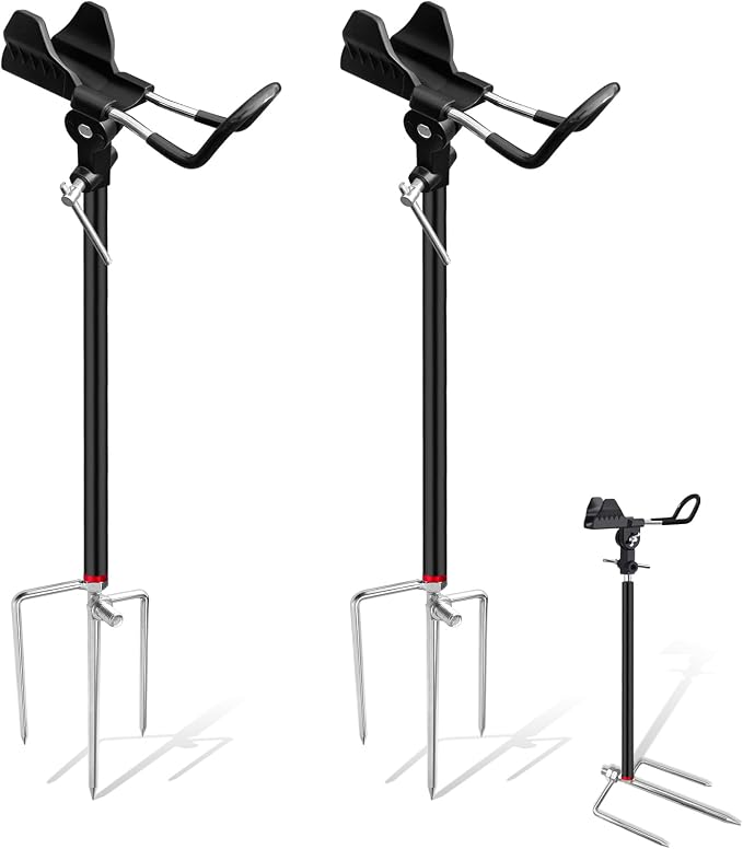 Fishing Rod Holders for Bank Fishing, Fishing Pole Holders for Ground, Multifunctional Aluminum Beach Fishing Rod Holder Fishing Gifts for Men(2 Pack )