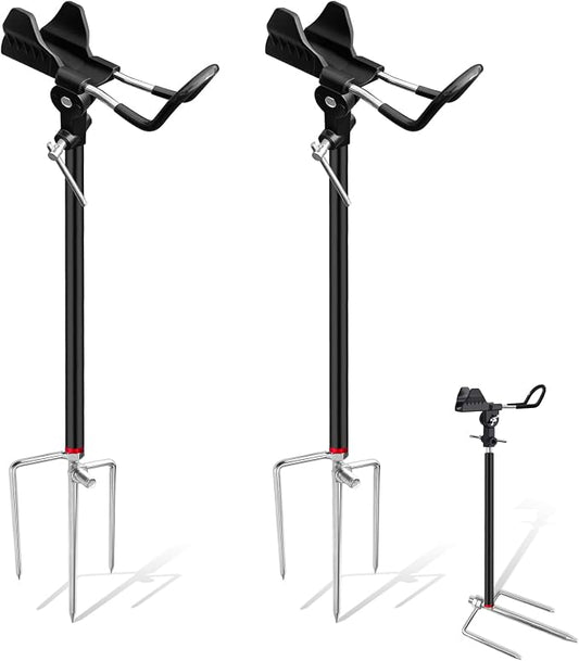 Fishing Rod Holders for Bank Fishing, Fishing Pole Holders for Ground, Multifunctional Aluminum Beach Fishing Rod Holder Fishing Gifts for Men(2 Pack )