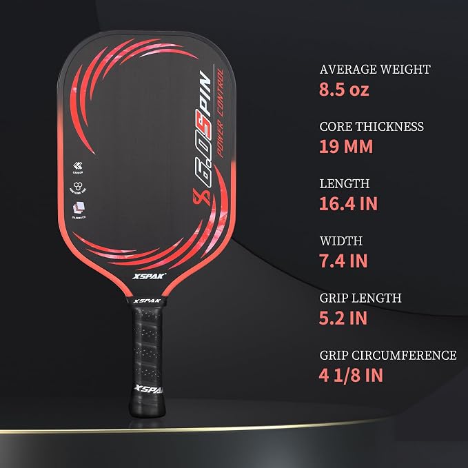 Pickleball Paddle, T700 Carbon Fiber Abrasion-Resistant Surface, 19MM Polypropylene Honeycomb core, USAPA Approved, High Grit,The Sandwich Core System Higher Density Weaving Process