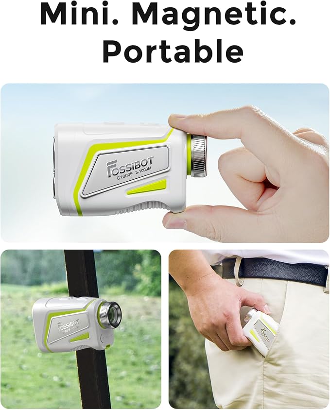 FOSSIBOT Range Finder Golf Rangefinder with Slope and Magnetic,Flag Pole Locking Vibration,6.5X Magnification,3-1100 Yards.