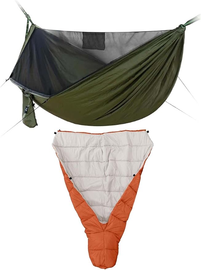 Camping Hammock with Mosquito Net and Top Quilt, Ultralight Sleeping Bag Topquilt, Warm Insulation Sleeping Quilt for Outdoor Hammock Camping