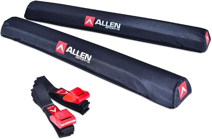 Allen Sports 24 inch Aero Roof Rack Pads with 8 ft Straps Set for Surfboards SUP Snowboard, Model 7010SU