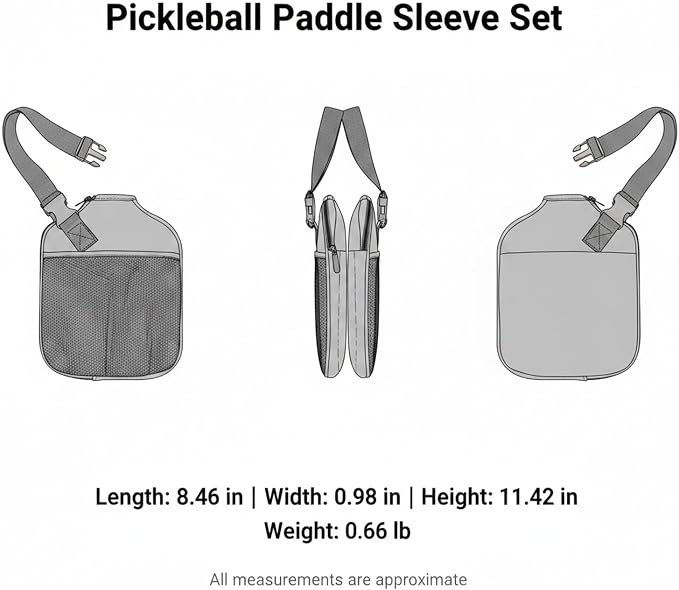 2-Pack Neoprene Pickleball Paddle Sleeves, Protective Storage Covers for Standard Paddles, Scratch-Resistant Transport Cases