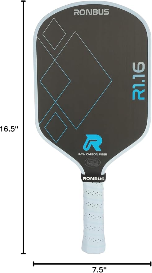 Ronbus R1.16/R2.16/R3.16 Raw Toray T700 Carbon Fiber Pickleball Paddle with 16 mm Polypropylene Honeycomb Core